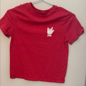 Cat & Jack Red Tee with Love Hand Graphic